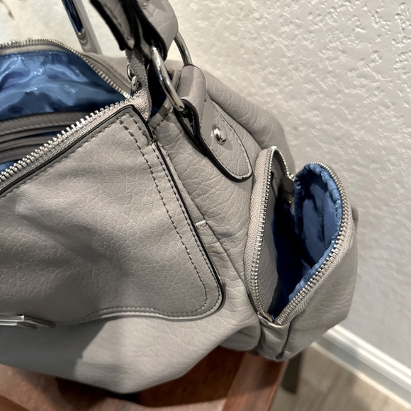 Juicy Couture Gray Leather with Royal Blue Interior Shoulder Purse - Picture 5 of 15